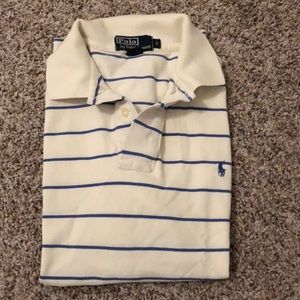 Men’s white and blue striped polo